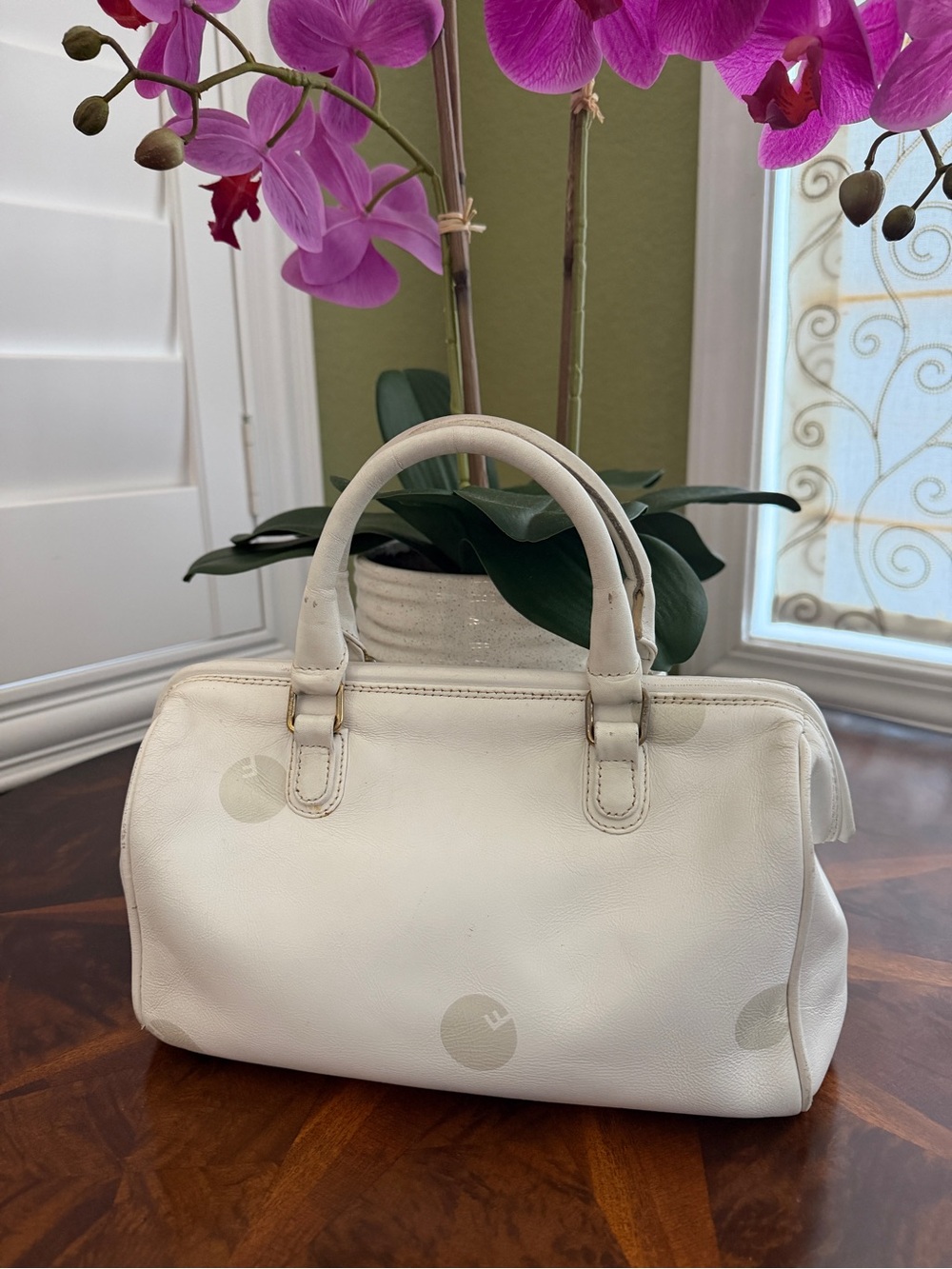 Fendi White Leather Top-Handle Satchel